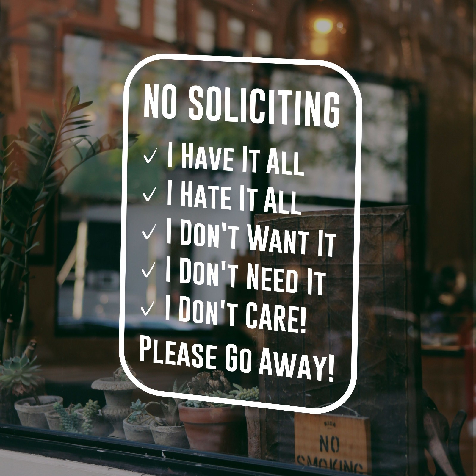 No Soliciting Decal No Solicitation Sticker Door Home Business Office Funny Sign