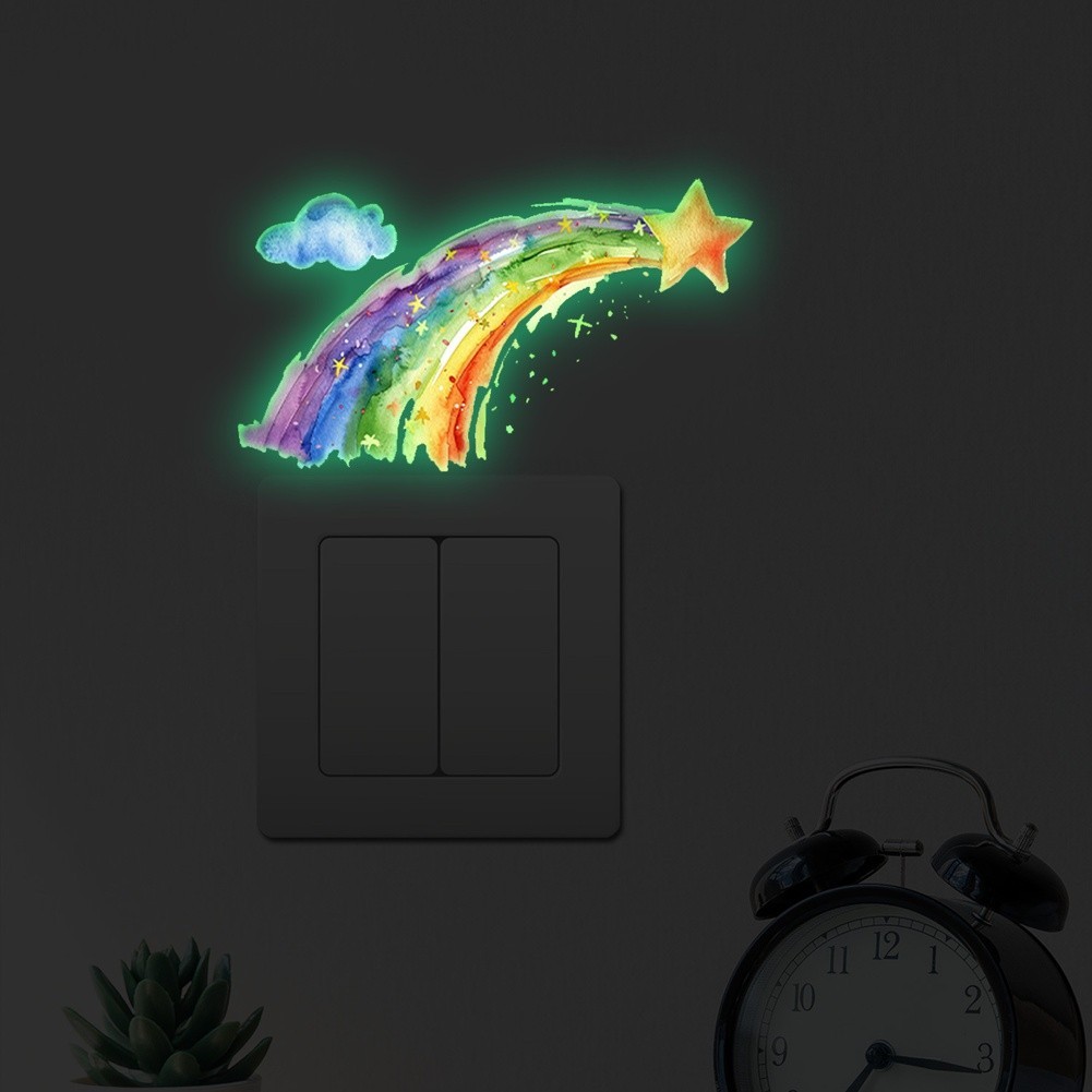 Rainbow Glow Wall Decal PVC Material 15cm x 9cm Glows After Light Exposure