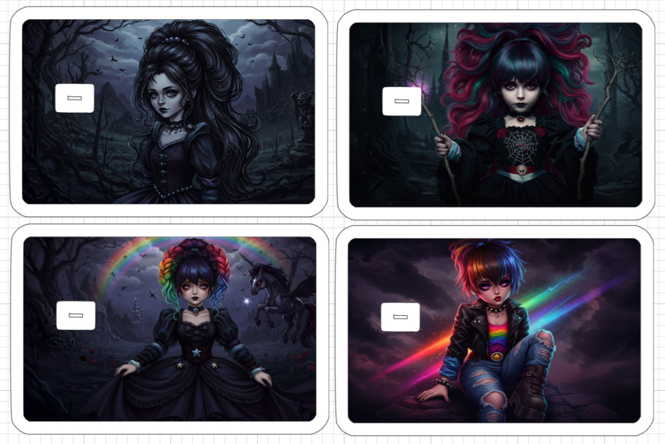 Goth Girl Credit Debit ATM Card Skin Stickers Emo Witch Unicorn Rainbow Gothic