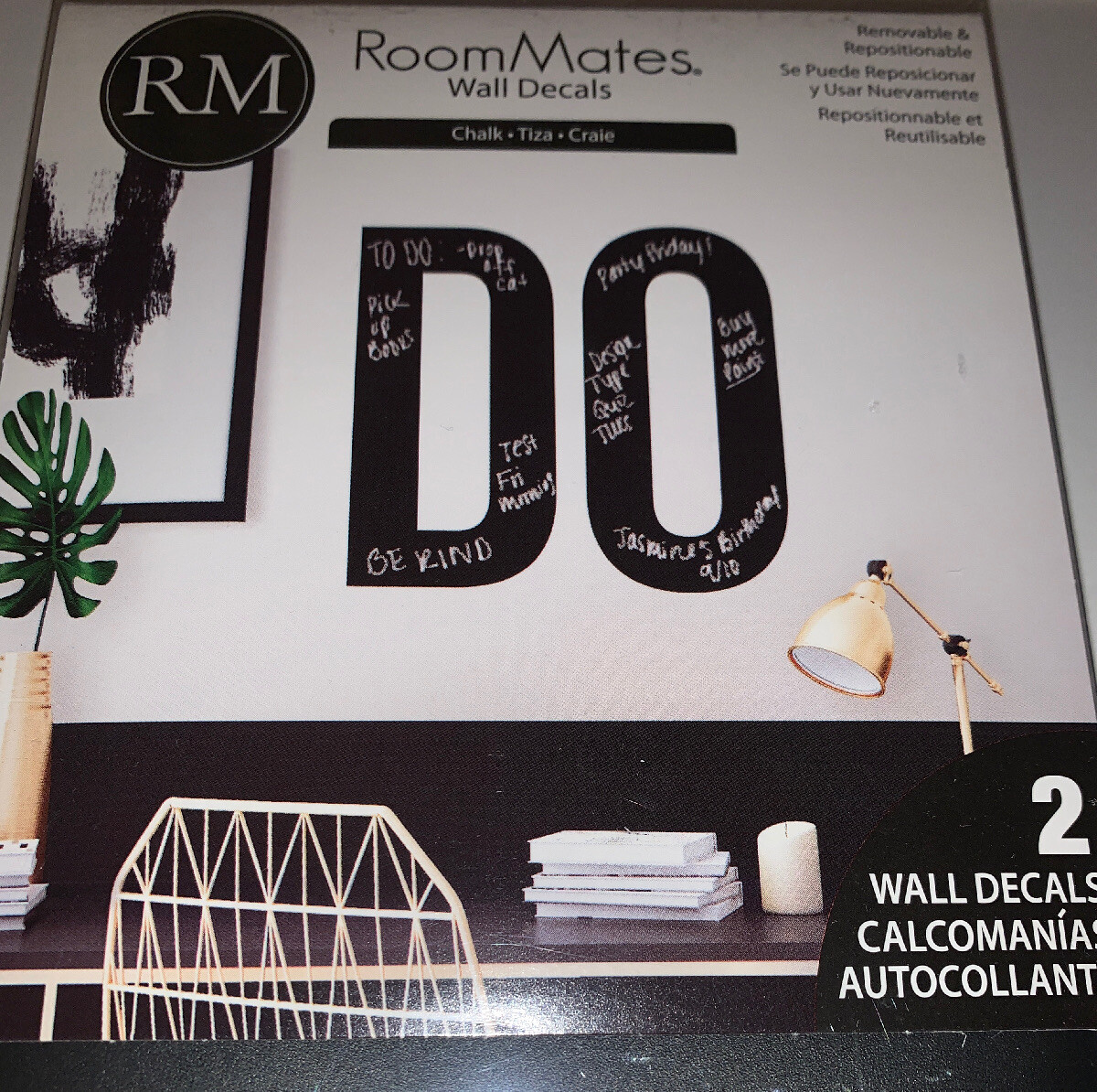 Room Mates CHALK BOARD Wall Decals Peel & Stick / REMOVABLE & REPOSITION-ABLE