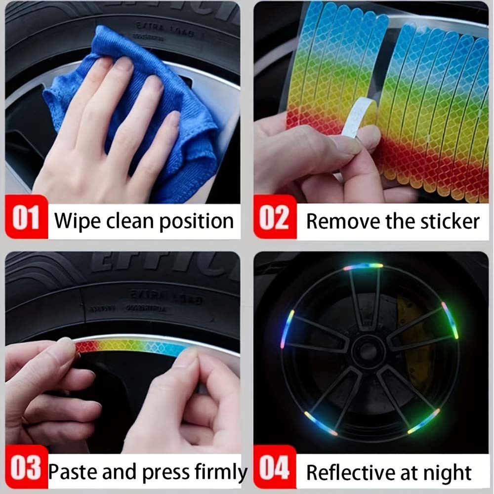 Bicycle-Specific Easy-To-Apply Compact 20PCS Bicycle Striped Reflective Stickers
