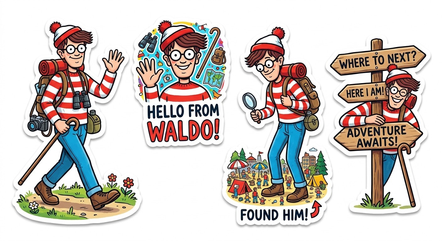 4 Where’s Waldo Decal Stickers Phone Laptop