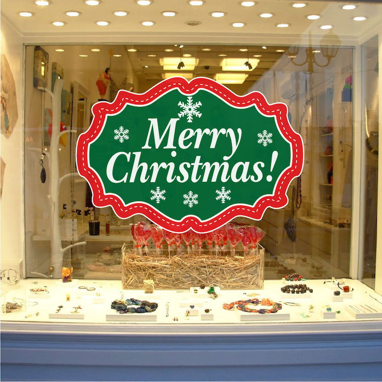 Merry Christmas Wall Decal Winter Window Decor Christmas Party Decorations, h62