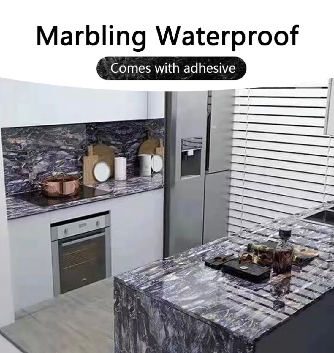 Marble Sticker Wall Decoration Kitchen Waterproof Smooth for Home Furnitu