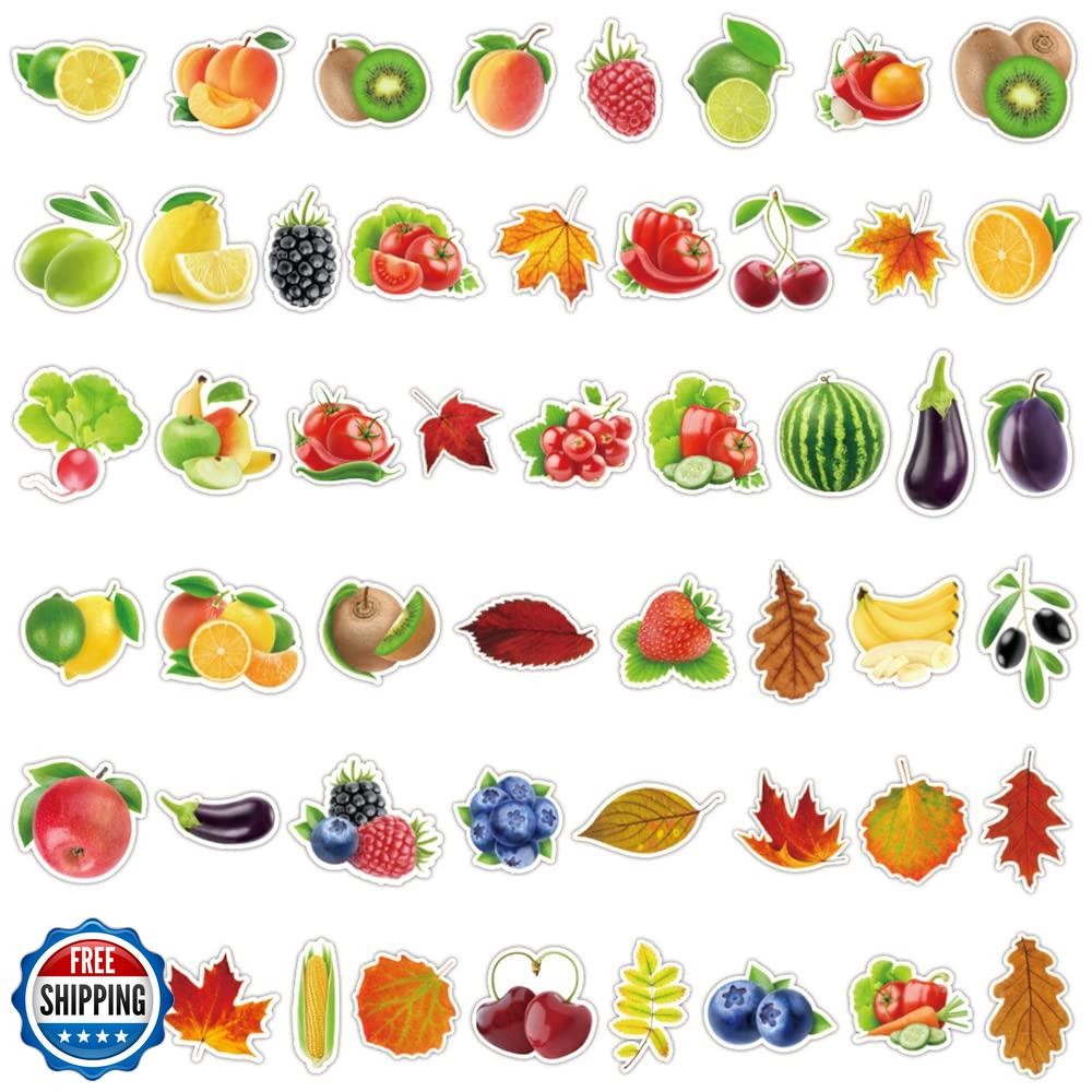 Fruits and Vegetables Stickers for Boys Girls Teens Kids|100 Pcs|Colorful Wat