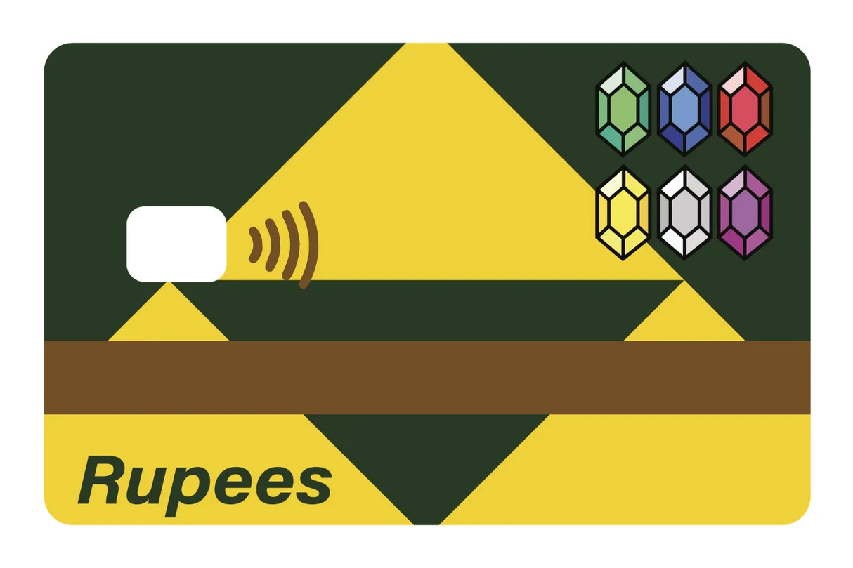 Rupees Card Skin 4 Pack Legend of Zelda Currency Gem Gamer Decal Sticker