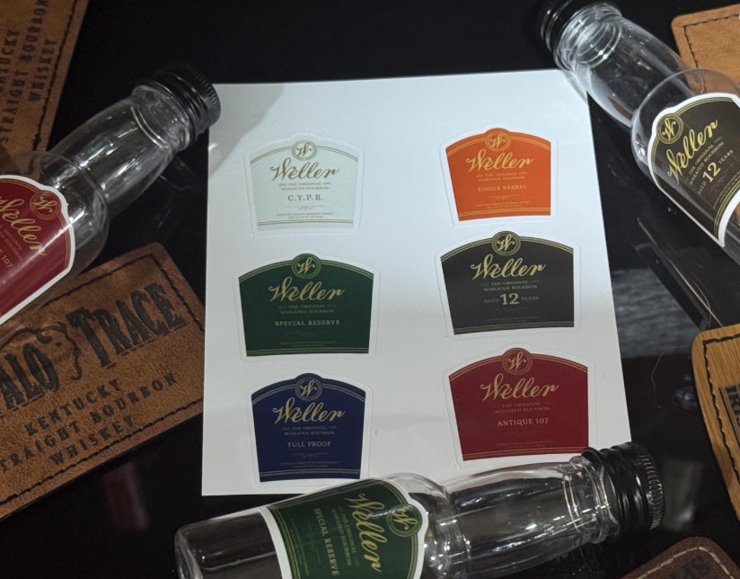 Weller Wheated Bourbon Mini Taster Bottle Labels – Full Set Of 6 Labels