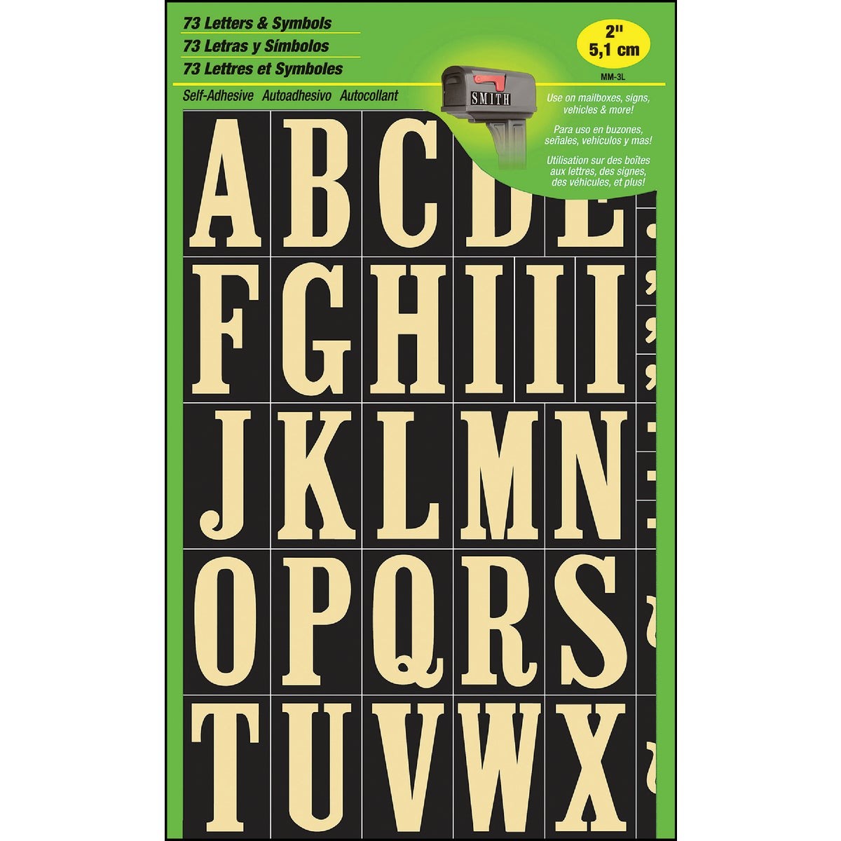 Hy-Ko Self-Adhesive Polyester 2 In. Gold Letter Set MM3L Hy-Ko MM3L 029069020316