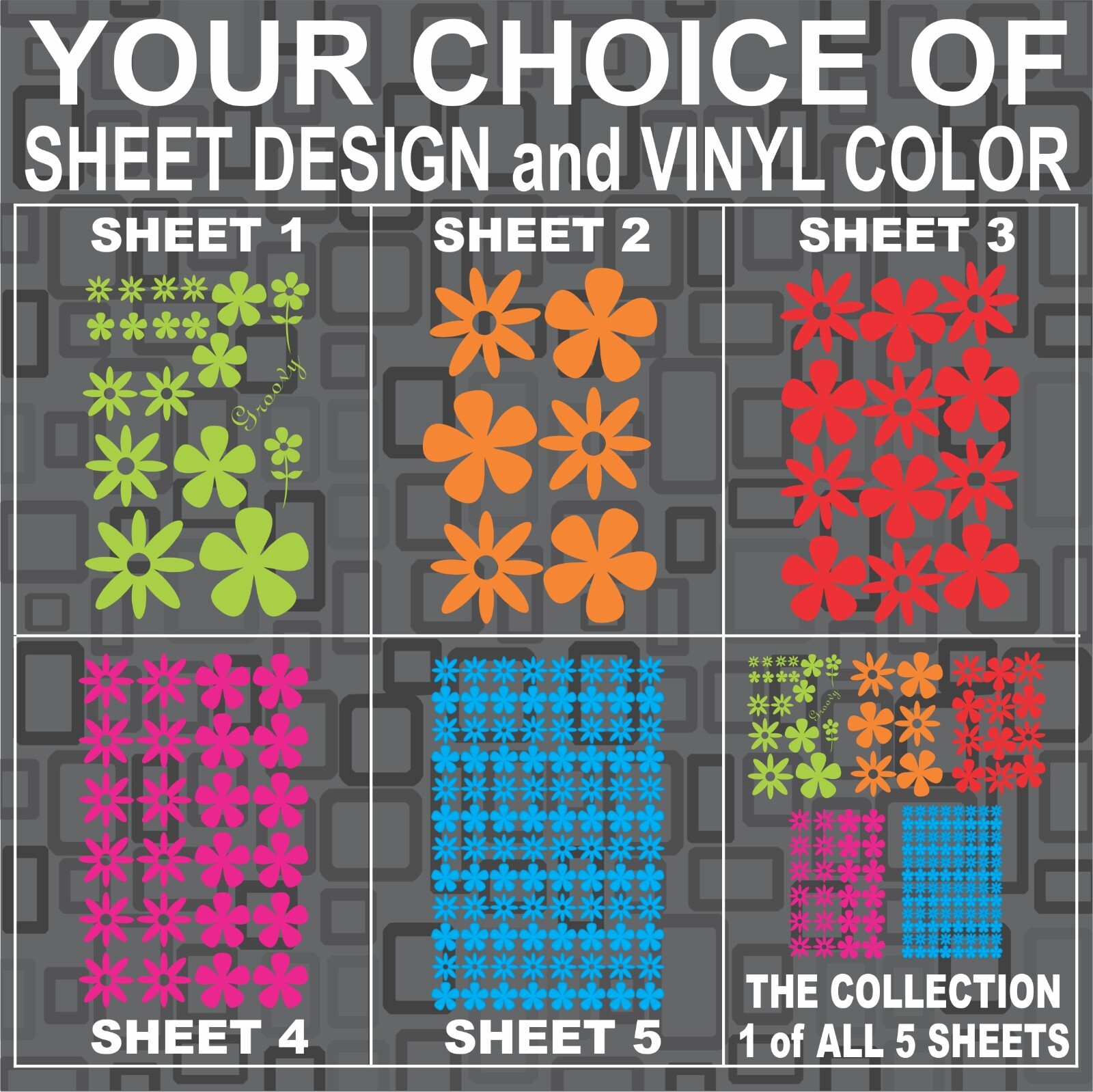 DAISY FLOWER Sticker Decal Pansy Flowers Groovy Hippie Car truck Flower Child