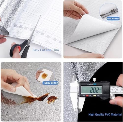 Kitchen Wallpaper Oil Proof Sticker Backsplash Aluminum Foil Self-Adhesive Paper