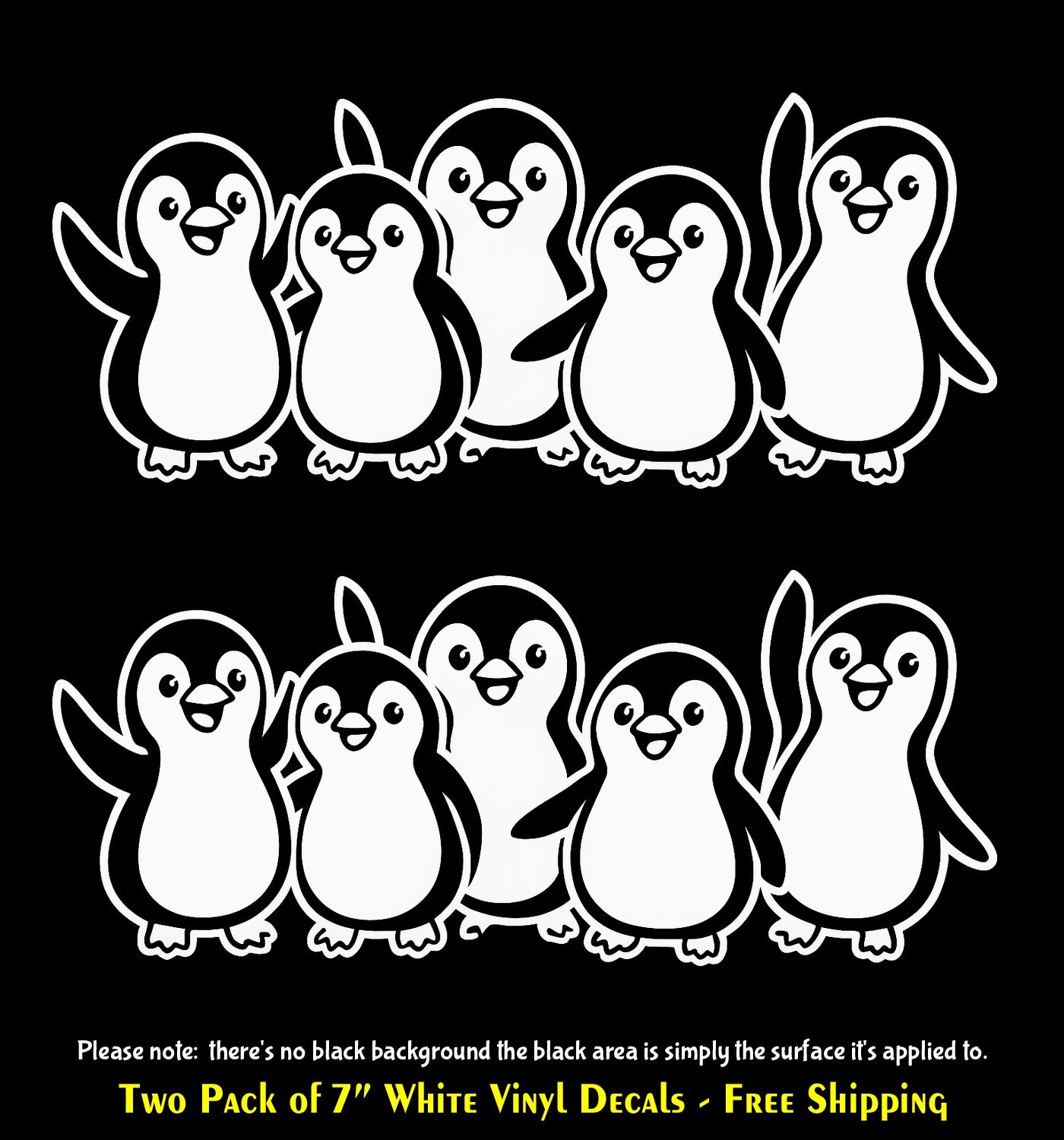 Penguin Family Two Pack of 7″ White Vinyl Decals Car Truck Window Laptop Tablet
