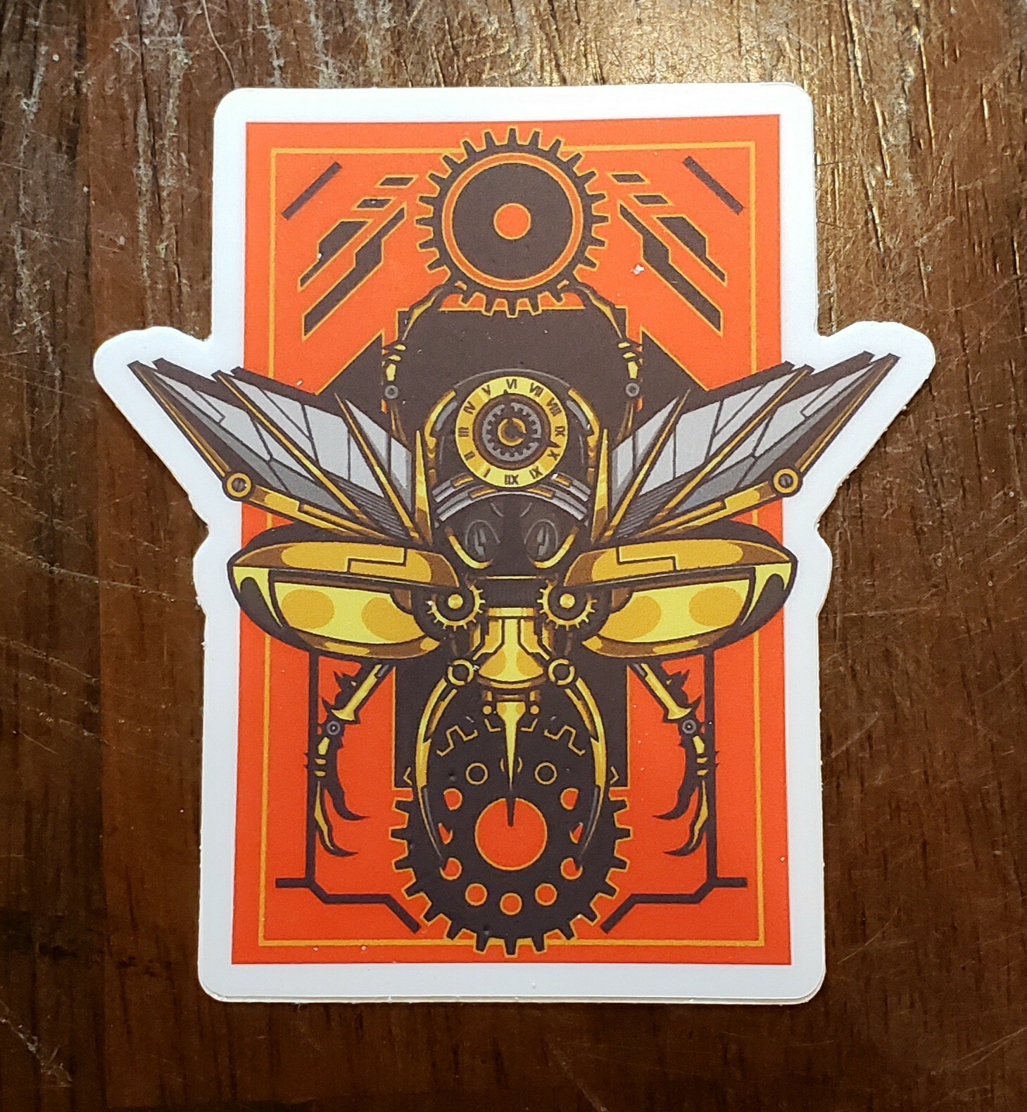STEAMPUNK MECHANICAL BEETLE Sticker UV Resistant Vinyl 3″