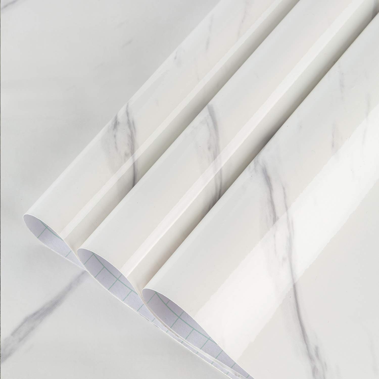 31.5″x354″ White Marble Peel & Stick Wallpaper, Waterproof Vinyl, Thick