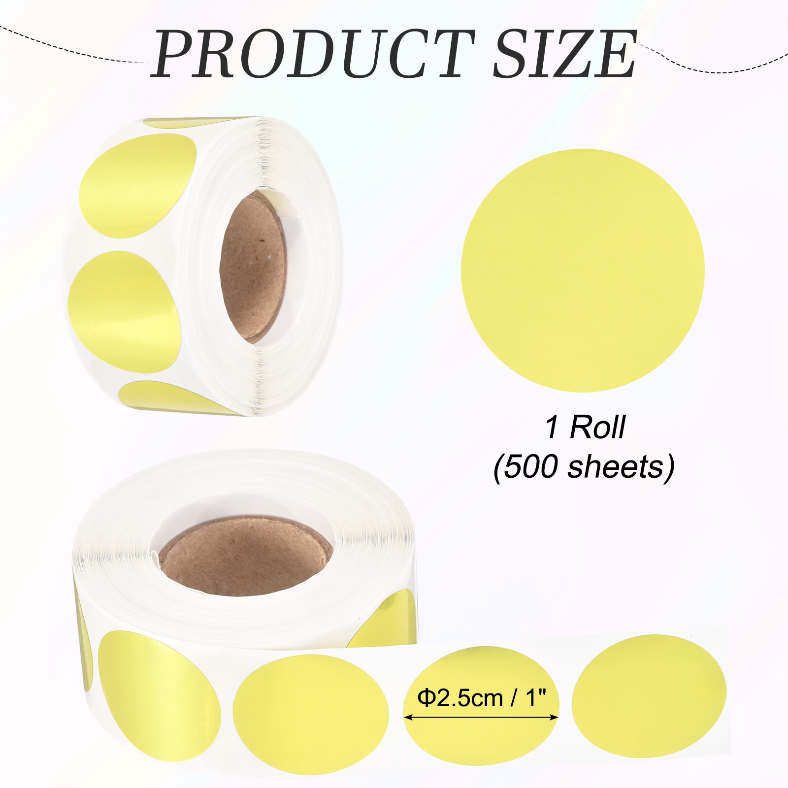 500pcs Round Thermal Label 1×1″ Self-Adhesive Thermal Stickers Gold