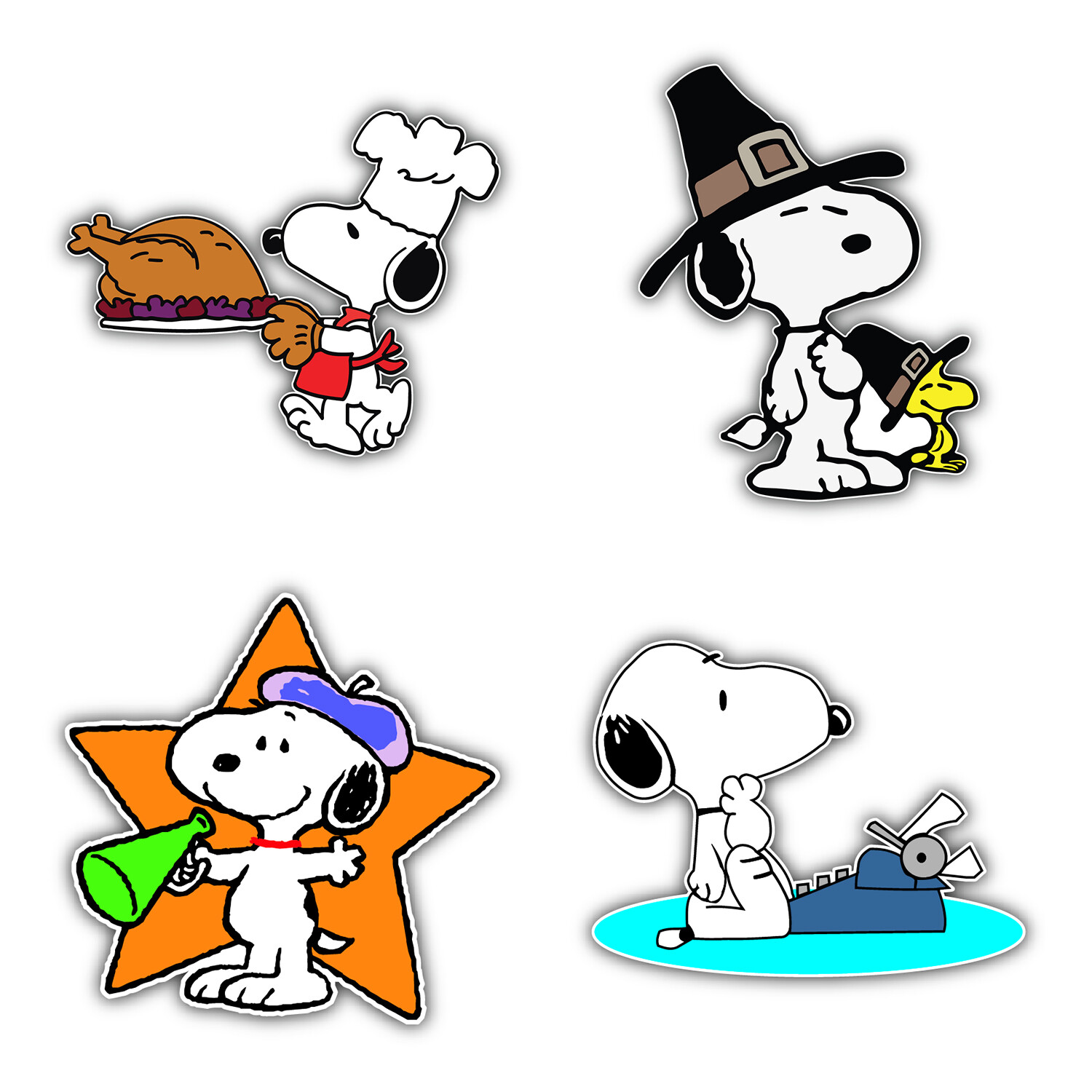 Peanuts Cartoon Set Of 4 Vinyl Sticker Decal – 5” longer side ID:12