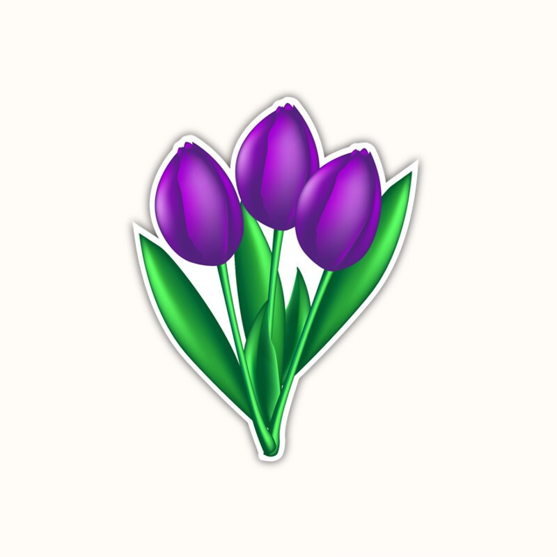 Purple Tulip Vinyl Sticker Beautiful Floral Waterproof Car Decal Laptop Bottle