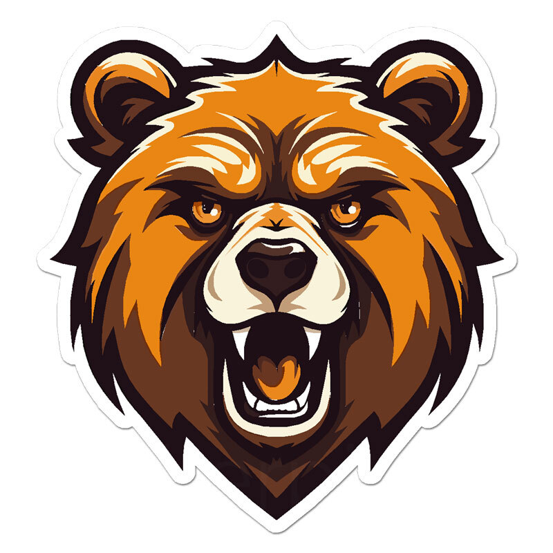Grizzly Bear Head, Vinyl Decal Sticker, Indoor Outdoor, 3 Sizes, #11296