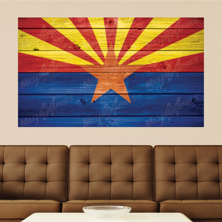 Arizona Flag Distressed Wood Vinyl Wall Decal Sticker Graphic Art – 4 Sizes