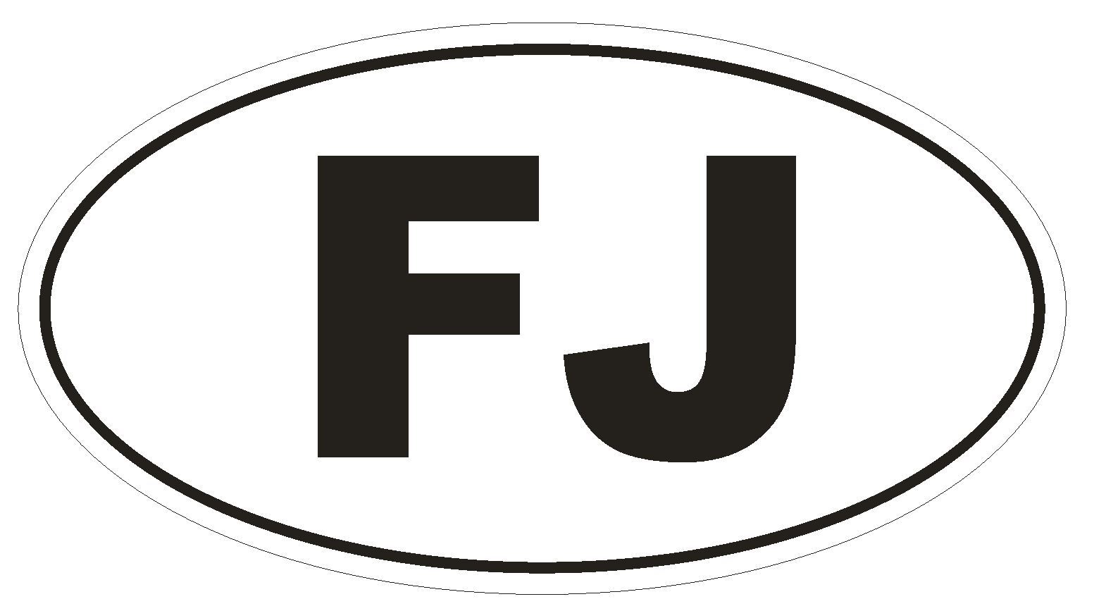 FJ Fiji Oval Bumper Sticker or Helmet Sticker D2056 Country Code