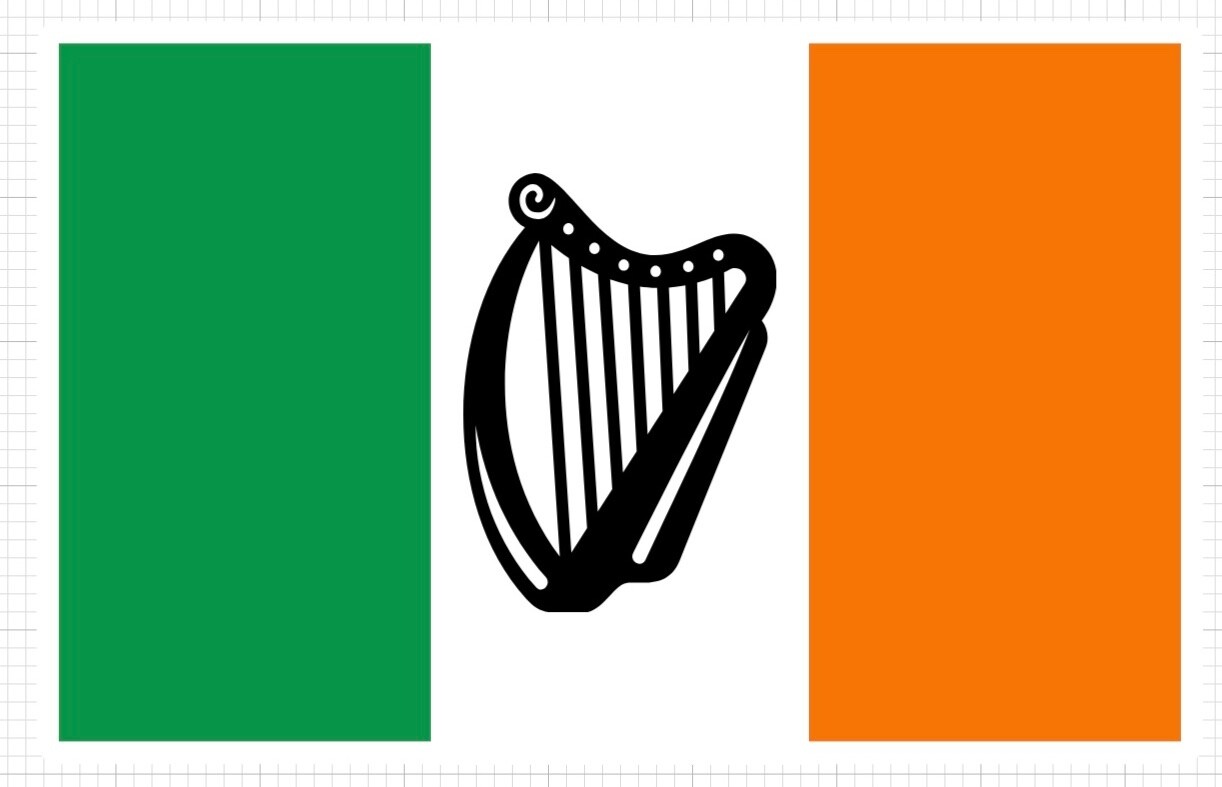 Irish flag orange white green harp St Patrick’s Day vinyl waterproof sticker