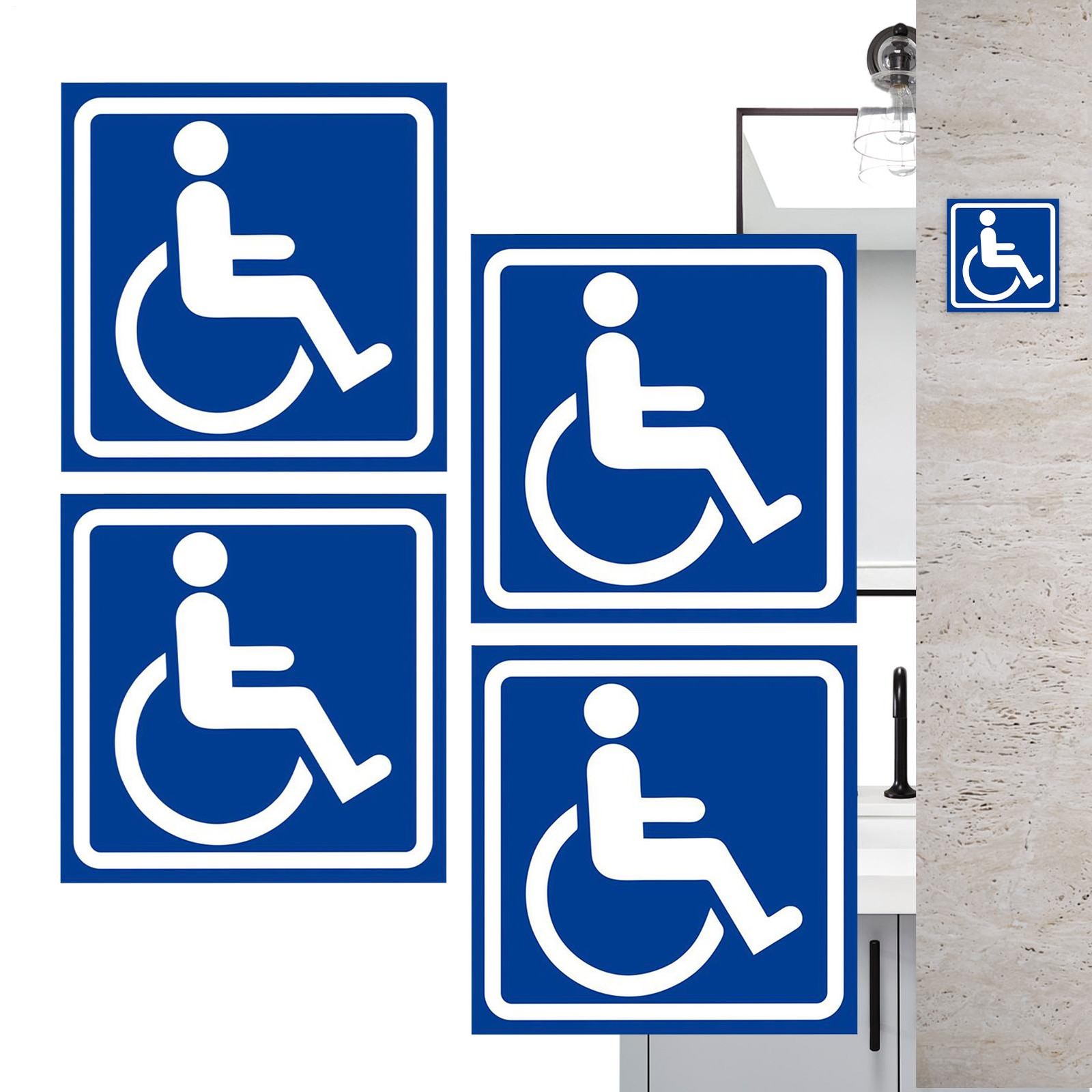 Handicap Sticker 4 Pieces 4.72 X 4.72in Waterproof Self-Adhesive Auto