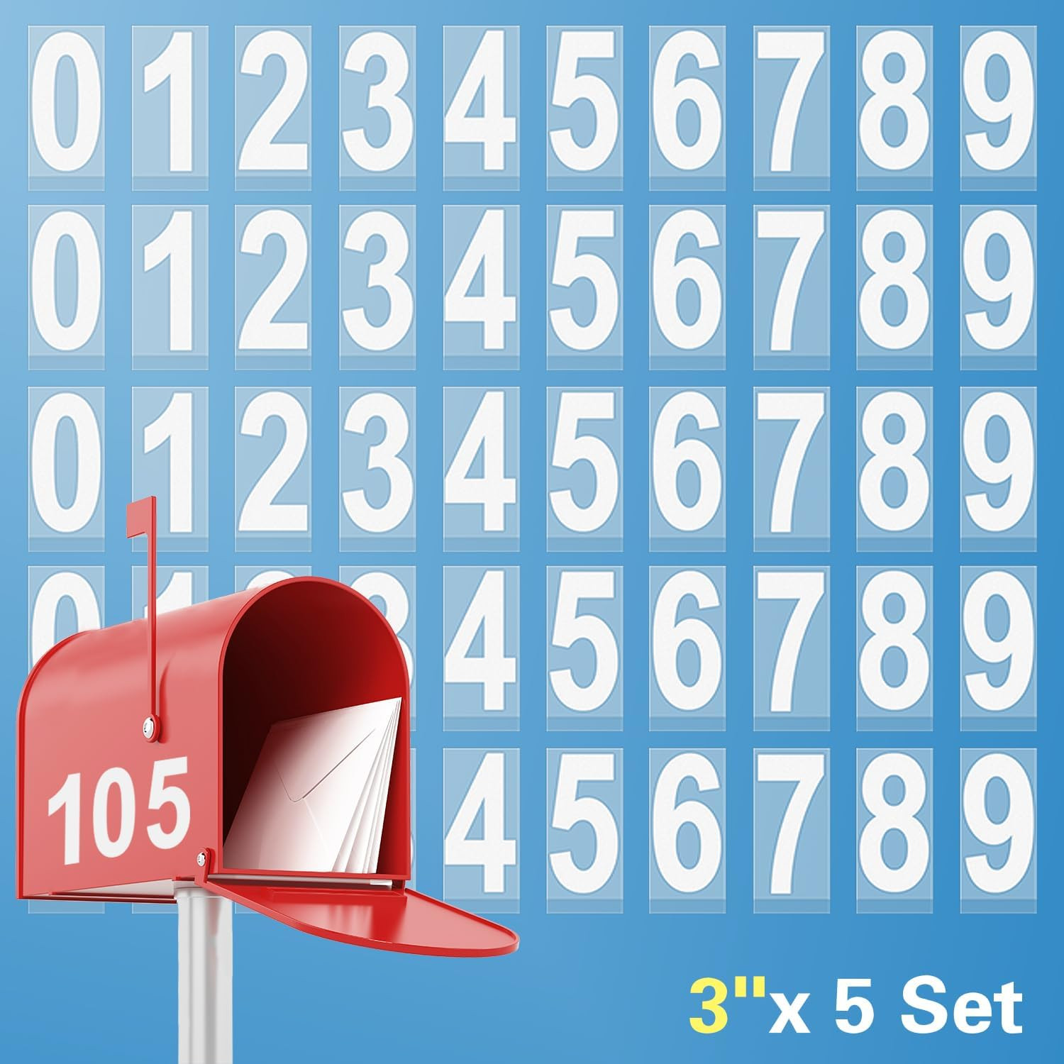 Reflective Mailbox Numbers Sticker Decal Die Cut Classic Style Vinyl Waterproof