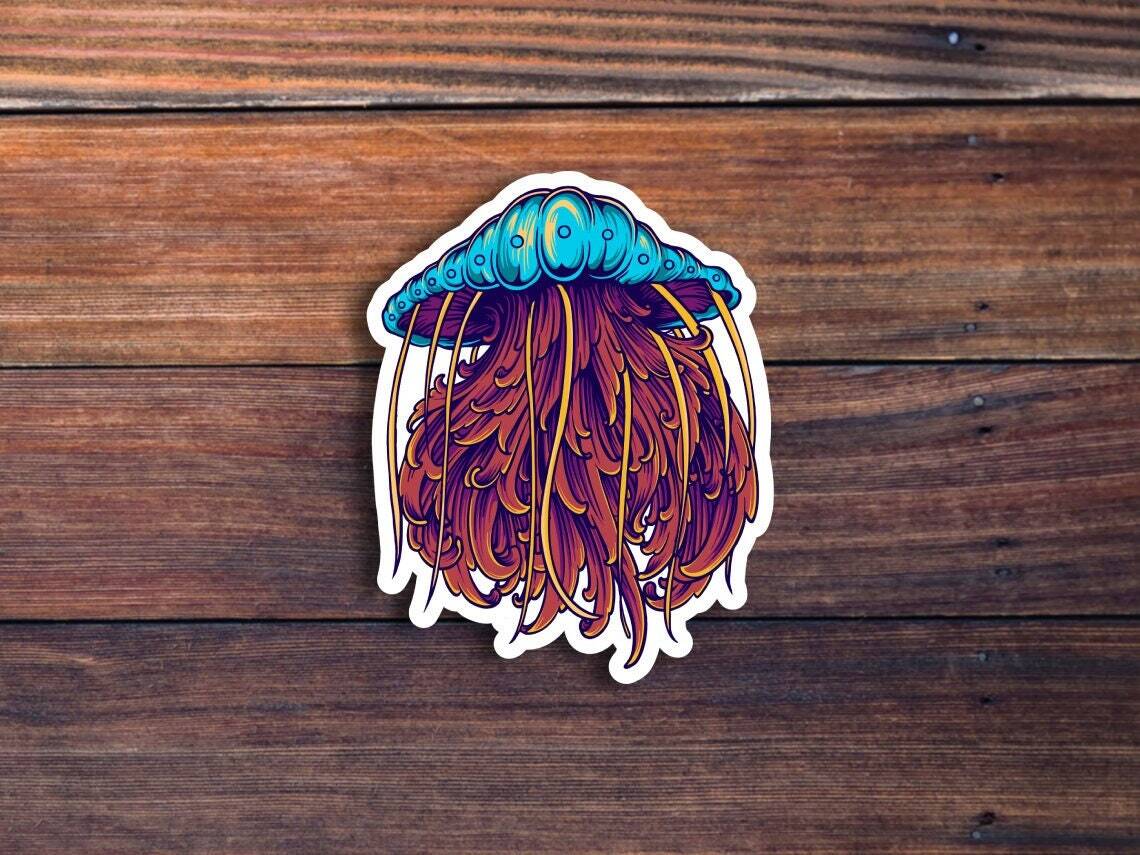 Floral Jellyfish Sticker, Jellyfish Sticker, Jellyfish Decal, Aesthetic