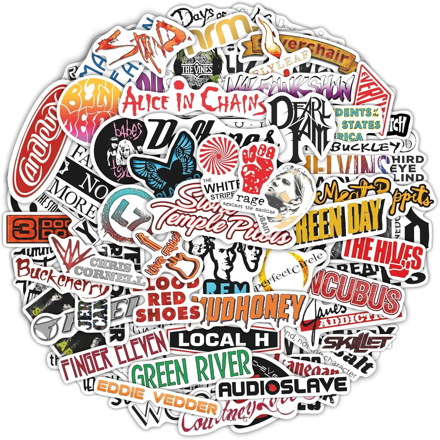100Pcs Grunge Stickers, 90’s Grunge Music, Rock Stickers, Rock Band Decals, Musi