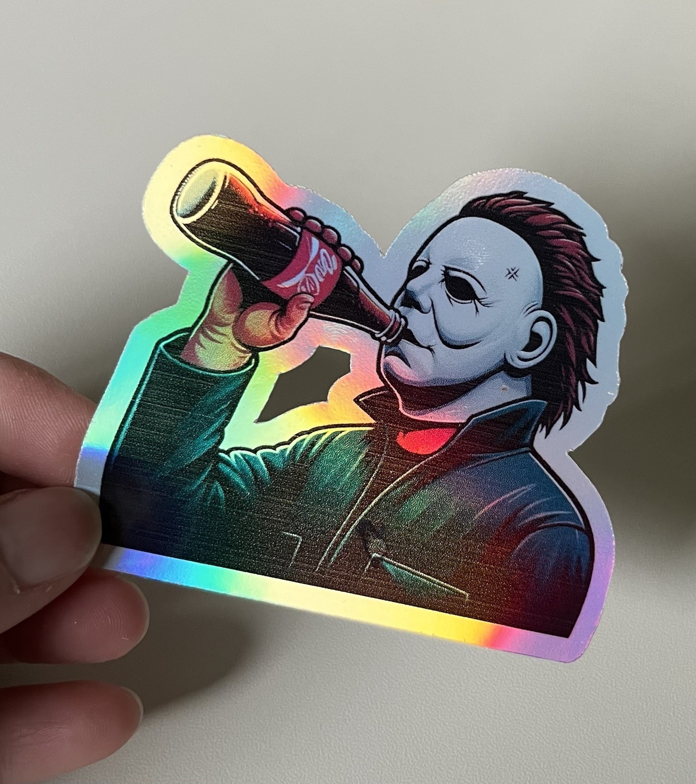Michael Myers Drinking Glass Coke 3 Inch Waterproof Vinyl Holographic Sticker