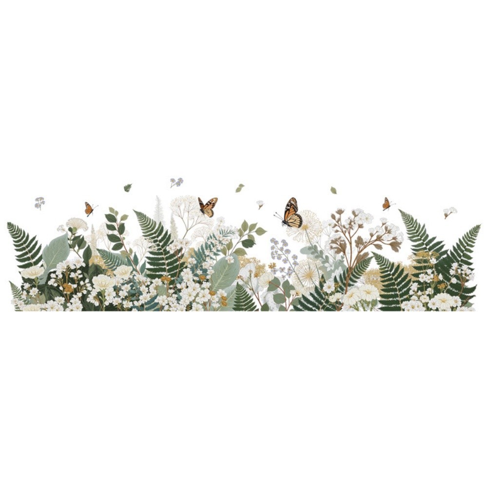 Vibrant Green Plants Wall Decals Vinyl Removable Floral Wall Murals Decor