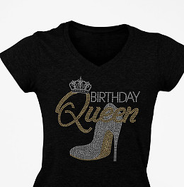 Birthday Queen High Heel Rhinestone Hot Fix Iron On Transfer