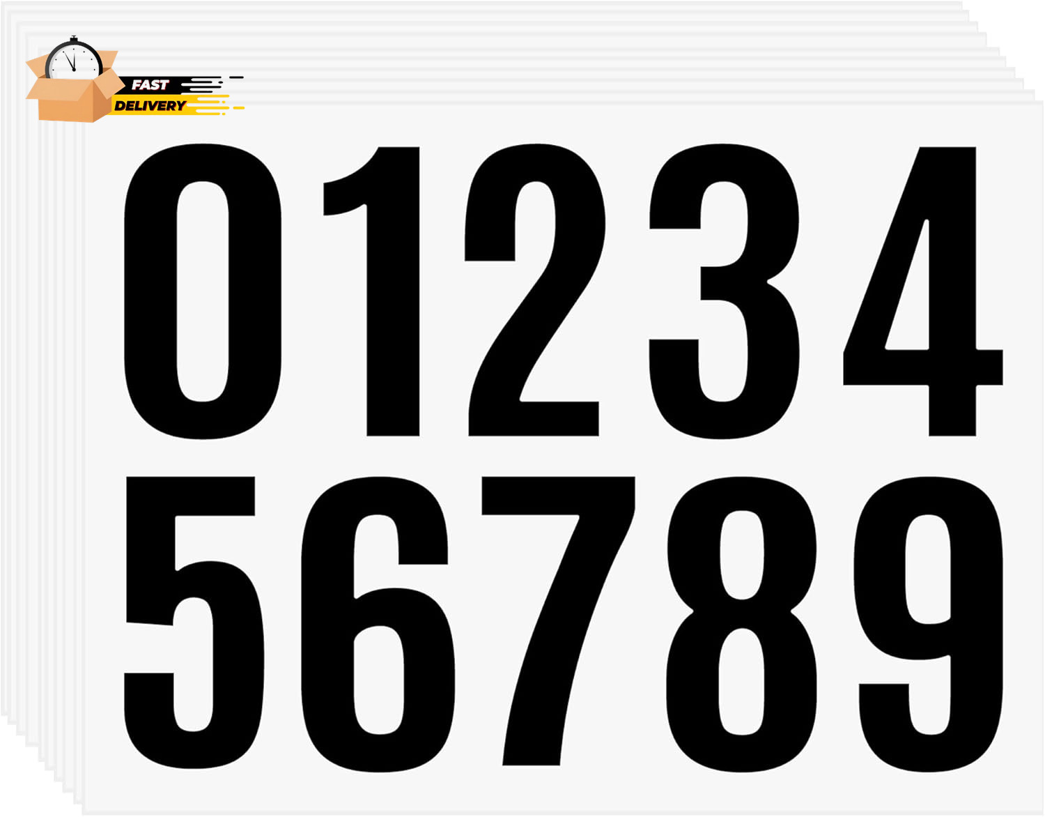 10 Sheets 1.5 Inch Black Number Stickers 0-9, Self-Adhesive Vinyl Numbers, Wate