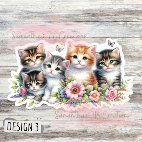 Kittens Vinyl Stickers 3″ For Laptops, Cups, Etc. Indoor, Water Resistant