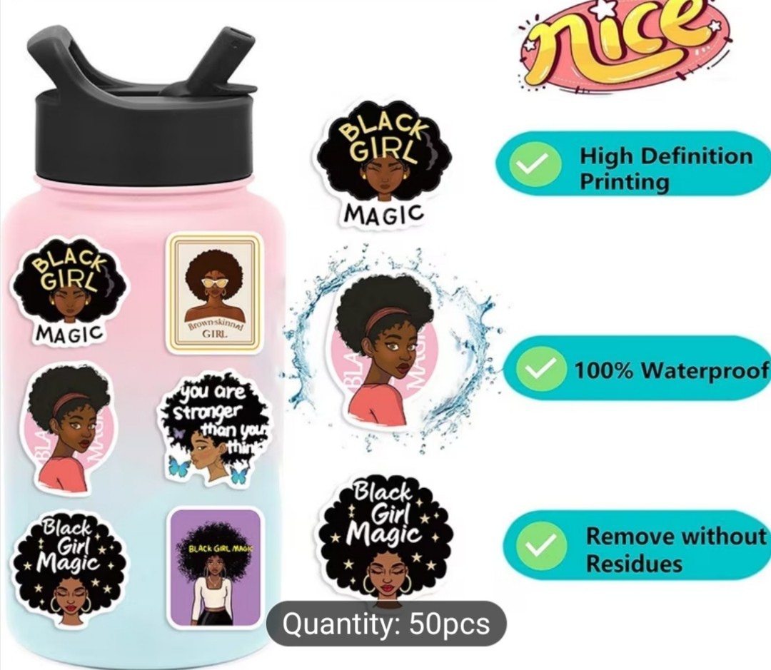 20 PCS Melanin Poppin’ Black Girls Women of Color Stickers BRAND NEW 2nd Set