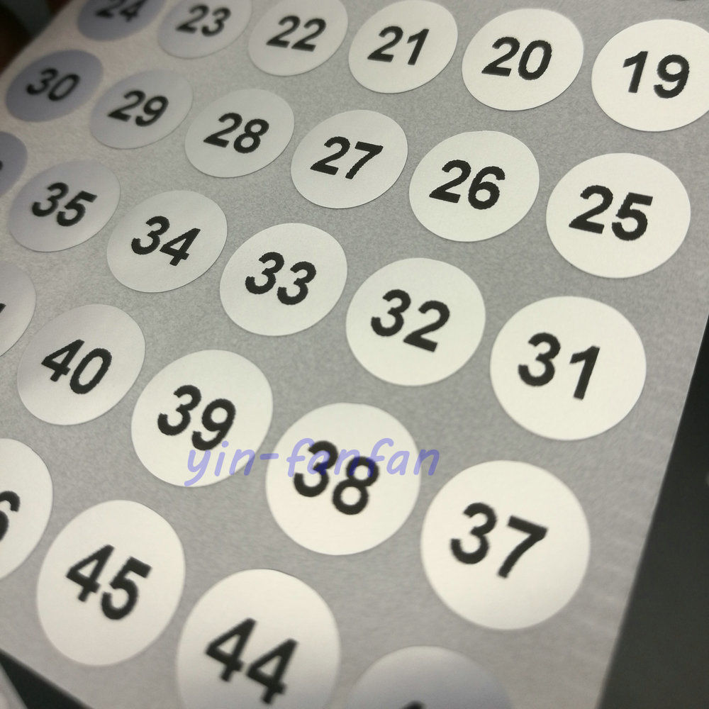 4000PCS Serial number from 1 to 200 Label Stickers 10mm Silver Waterpproof 0.4″