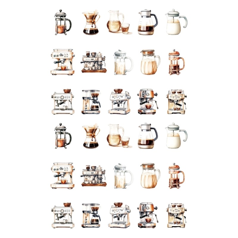 30 Sheets Adhesive Sticker Decorative Sticker Coffee Girl Character Sticker