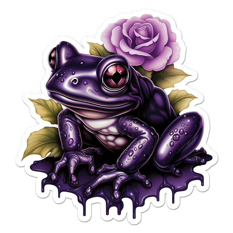 Purple Frog Rose, Vinyl Decal Sticker, Indoor Outdoor, 3 Sizes, #11537
