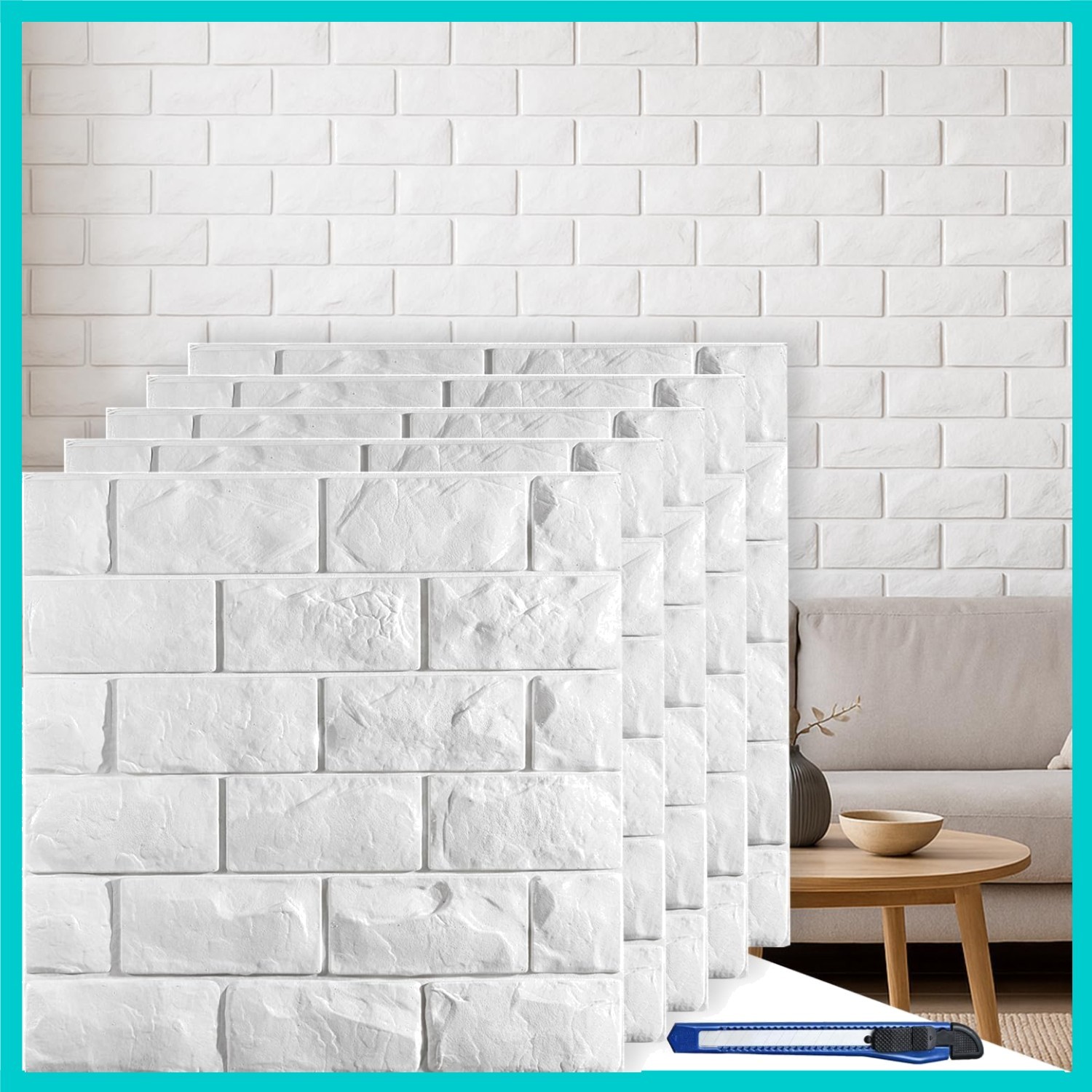 Transform Your Space with 30 Pcs of White Brick 3D Wallpaper – Easy Peel & Stick