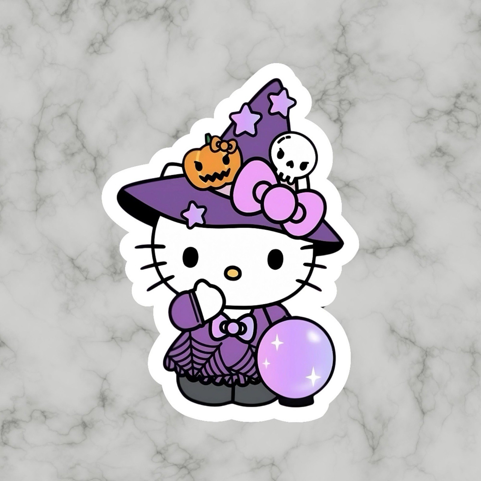 Kitty Cat, Kawaii Cute Fun Halloween Hello Adorable Glossy Vinyl sticker, Decal