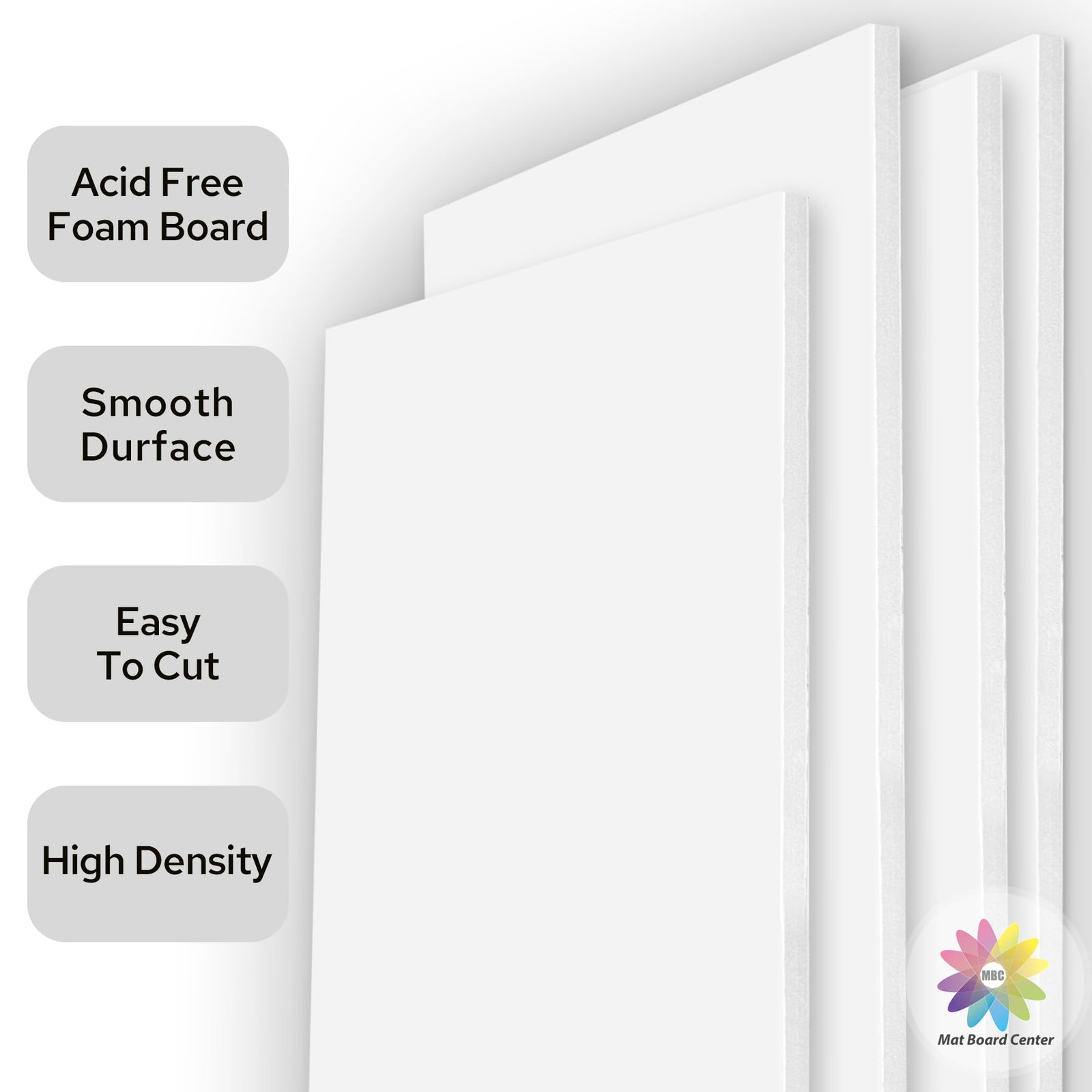Mat Board Center Premium White Foam Core – 12×16 Inches, 12×16,