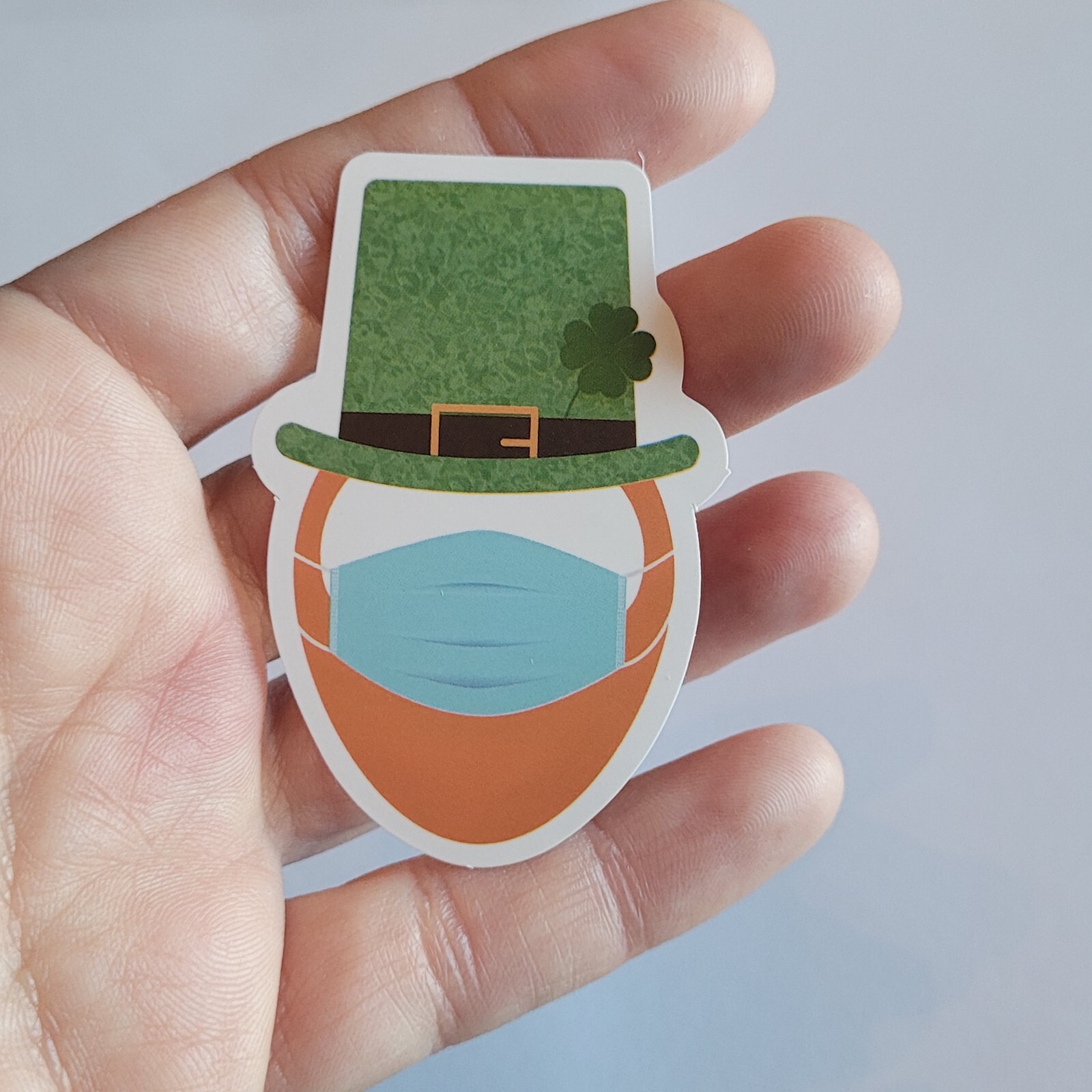 Leprechaun mask vinyl sticker Lucky gnome shamrock St. Patrick’s Day 2020