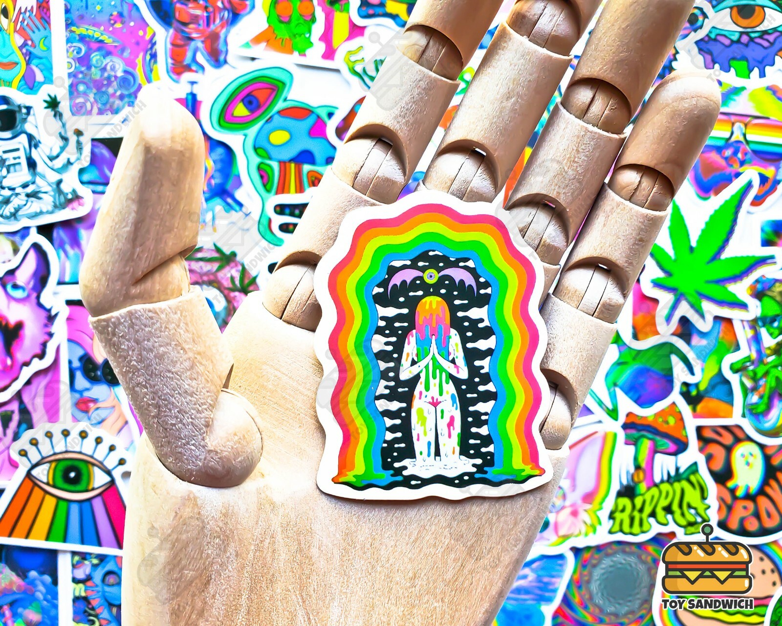 50 pcs “Psychedelic” Sticker Pack Abstract Rainbow Smoking Hippie Trippy Decals