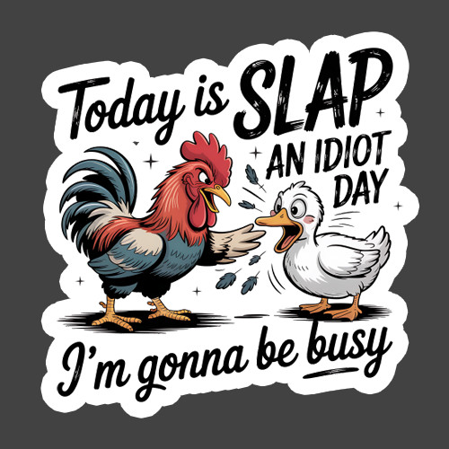 Rooster Sticker Vinyl Decal Slap Idiot Day Funny Chicken Humor Meme