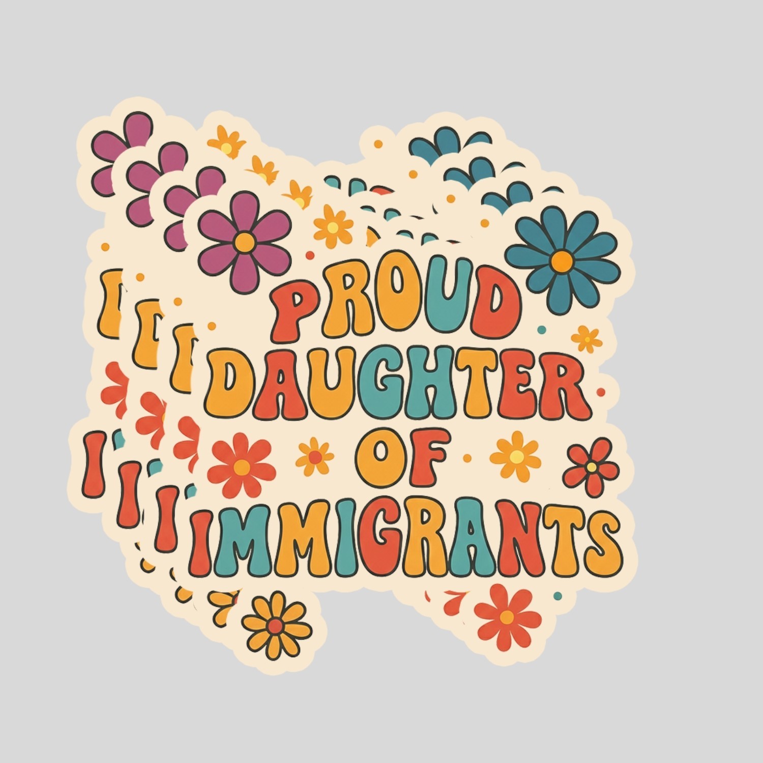 4PCS “Proud Daughter of Immigrants” Stickers – Inspirational Heritage Gift Set