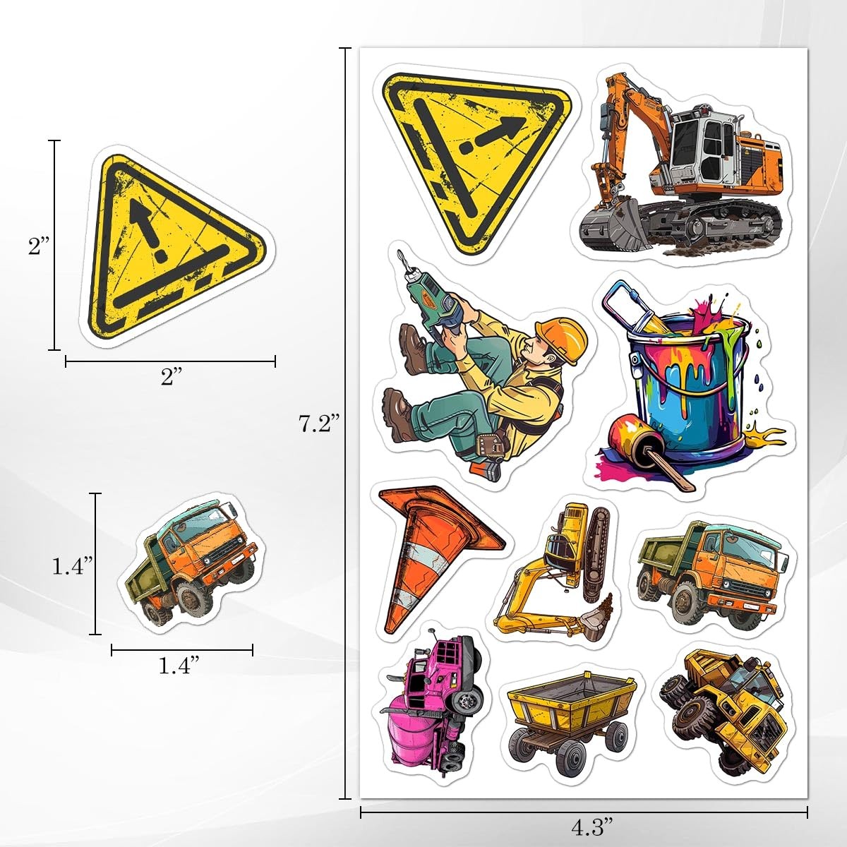Pack 50 Pcs Hard Hat Construction Stickers for Water Bottles Funny Laptop Lug…