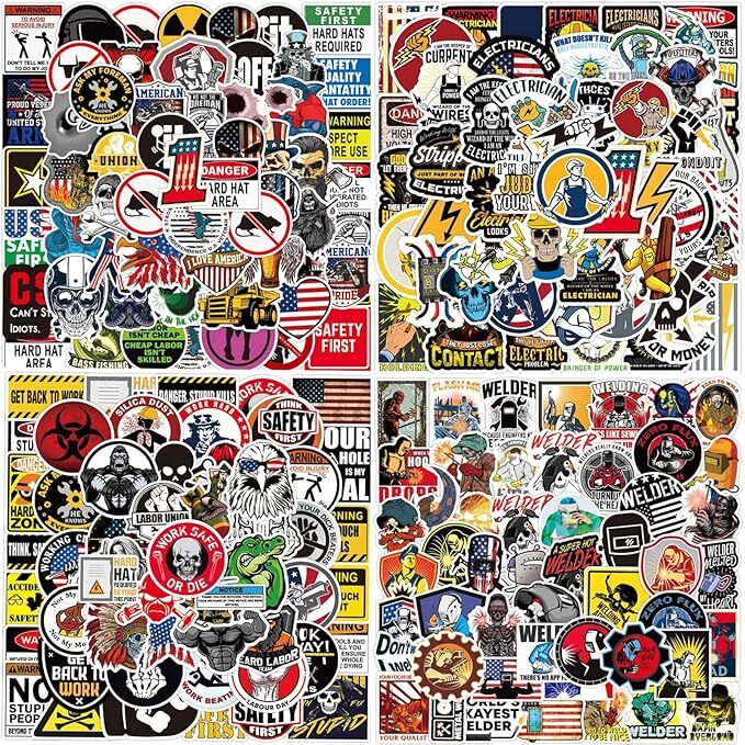 200Pcs Hard Hat Stickers for Adults, Funny Stickers Pack Vinyl Waterproof Hard H