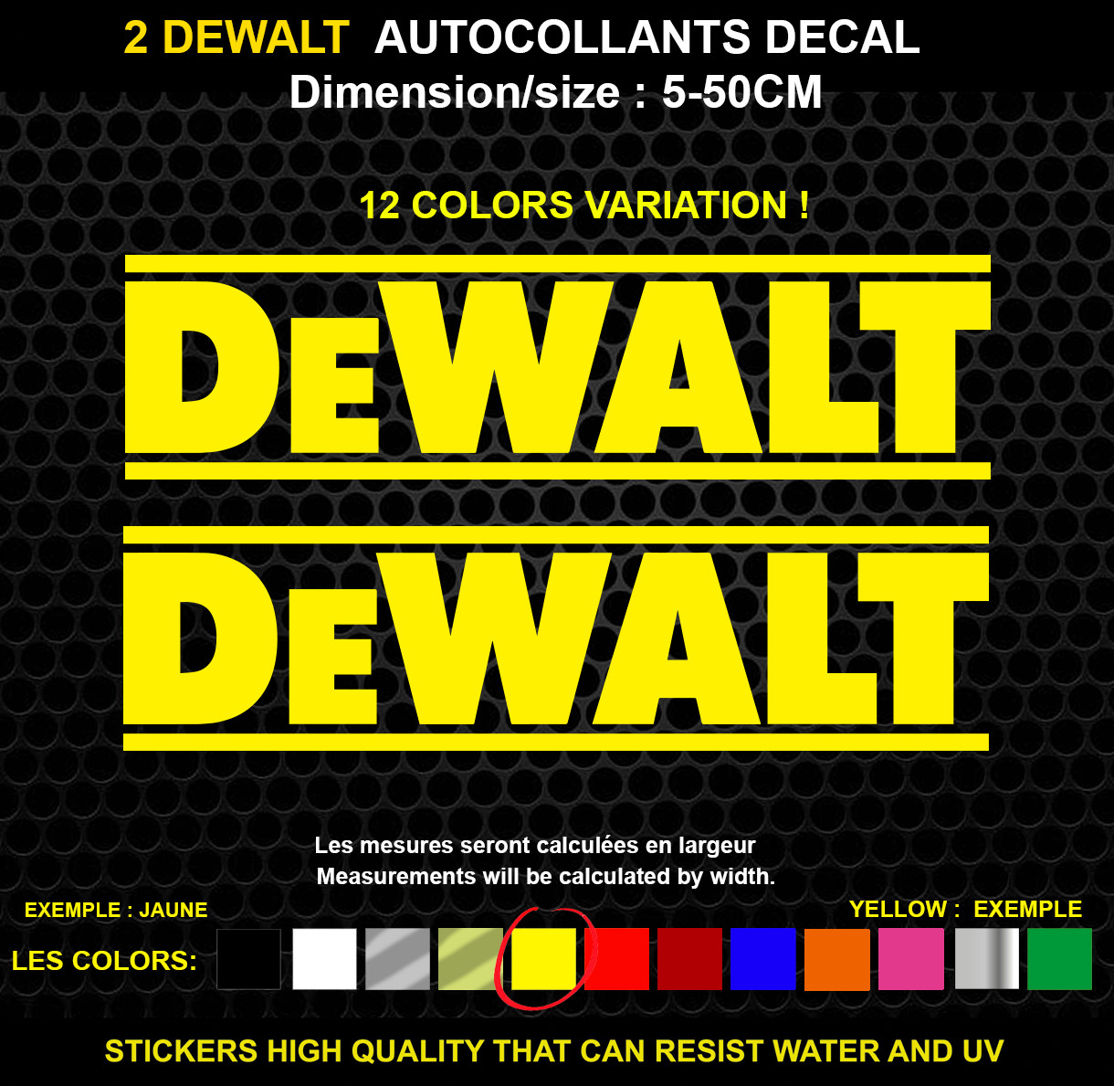 DEWALT sticker Genuine decal sticker DECO WATERPROOF