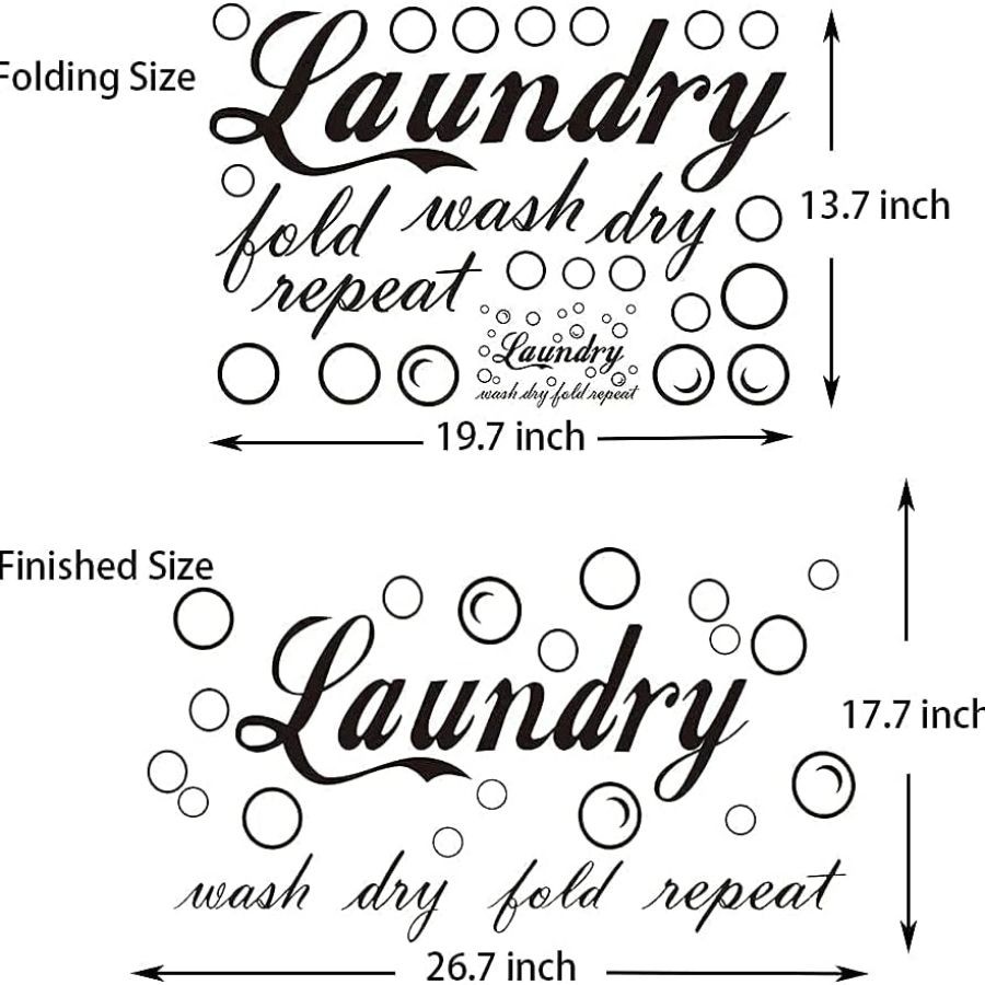 23 Pieces Characteristic Laundry Room Vinyl Wall Decal Saying Wash Dry Fold R
