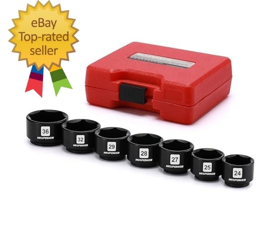 7 Pieces 3/8″ Drive Low Profile Oil Filter Socket Set, 24mm, 25mm, 27mm, 28mm, 2