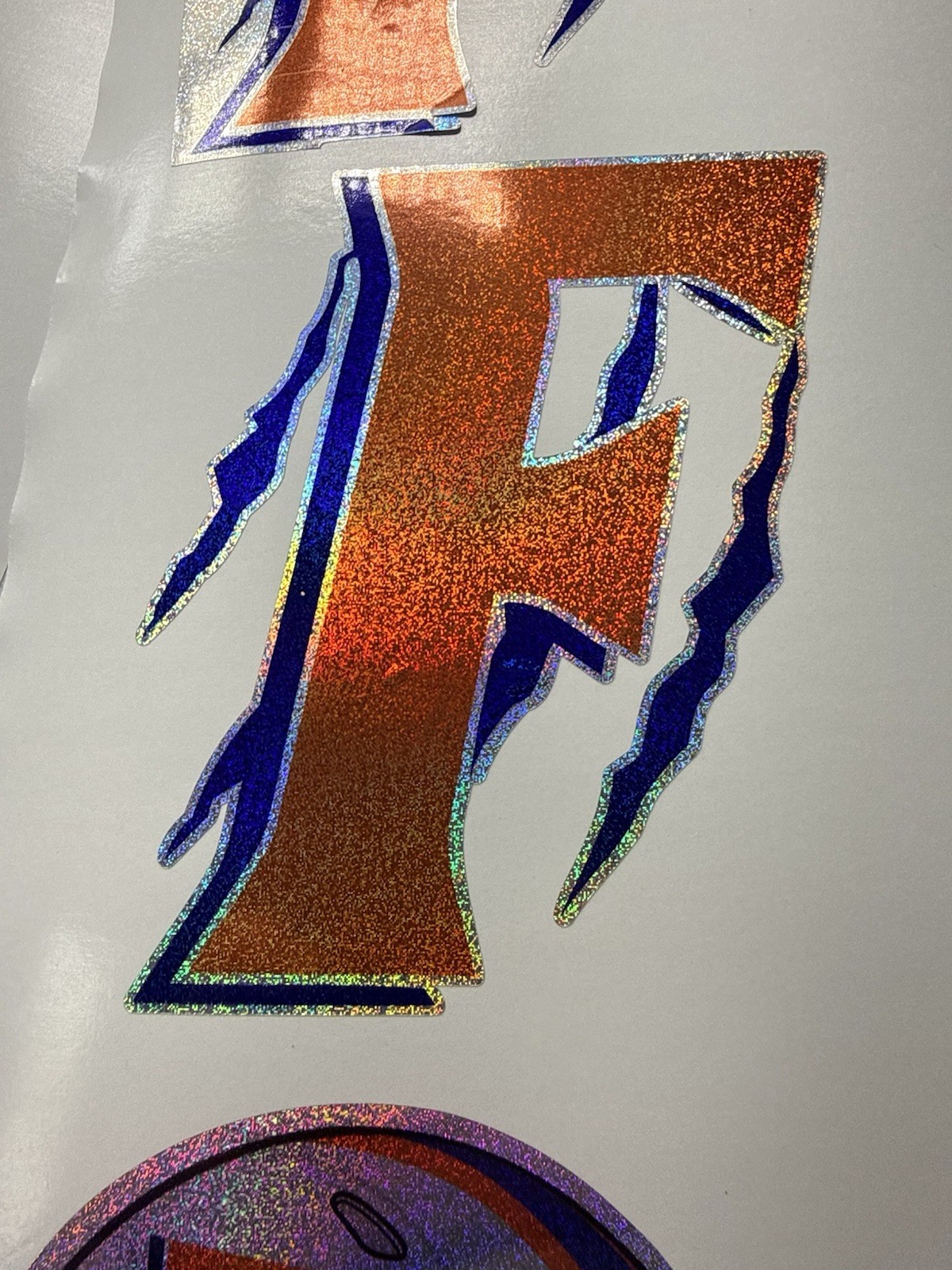 Flora Wolves F Claw marks Air Egress Holographic Tiny Sparkle Vinyl Decal